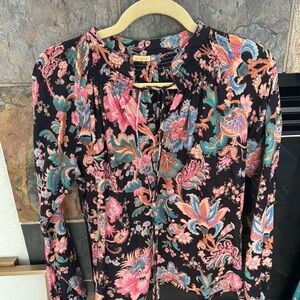 Matta Floral Blouse - Black and Pink
